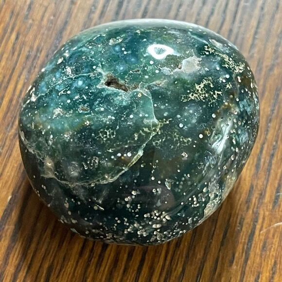 Ocean Jasper palm stone crystal white natural green spots dots stars - Picture 2 of 8